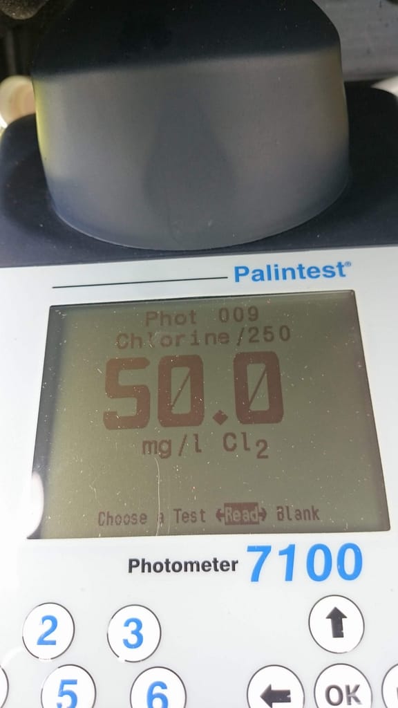 New main high range chlorine analysis, 50 mg/L